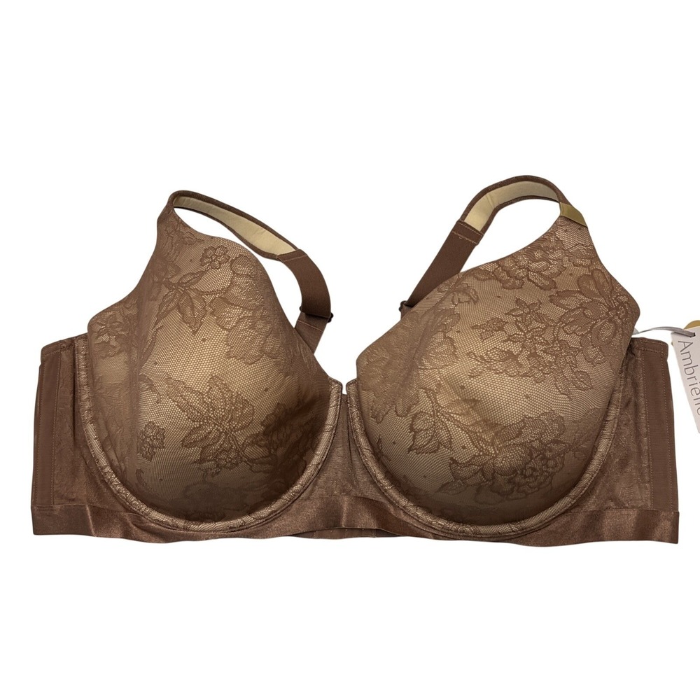 Ambrielle Bra Nutmeg Spice Underwire Size‎ 50DDD Lace Overlay Full Coverage
